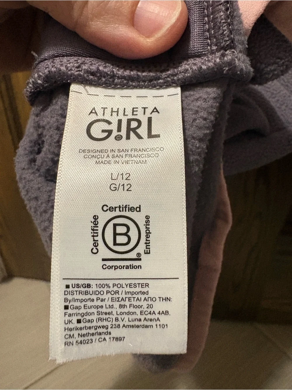 Athleta Gray/Lavender Fleece Snap Pullover with Pink Trim
